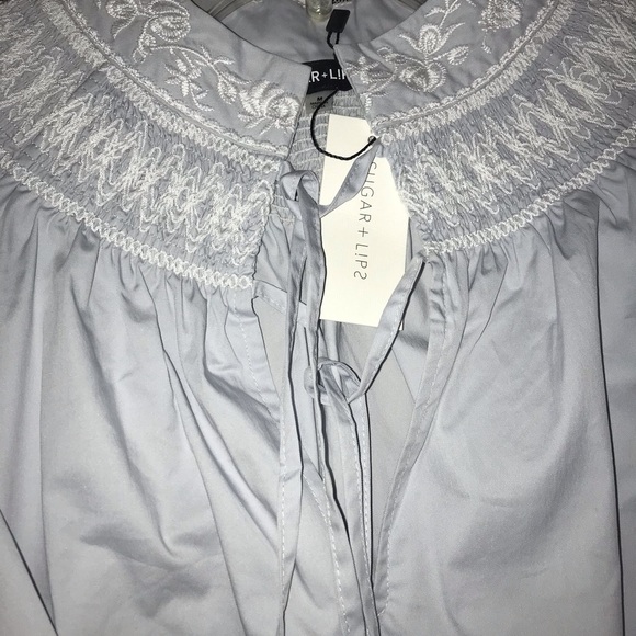 NWT Tasha Apparel Sugar Lips Peasant Boho Balloon Sleeve Lace Detail Top… - Picture 4 of 13